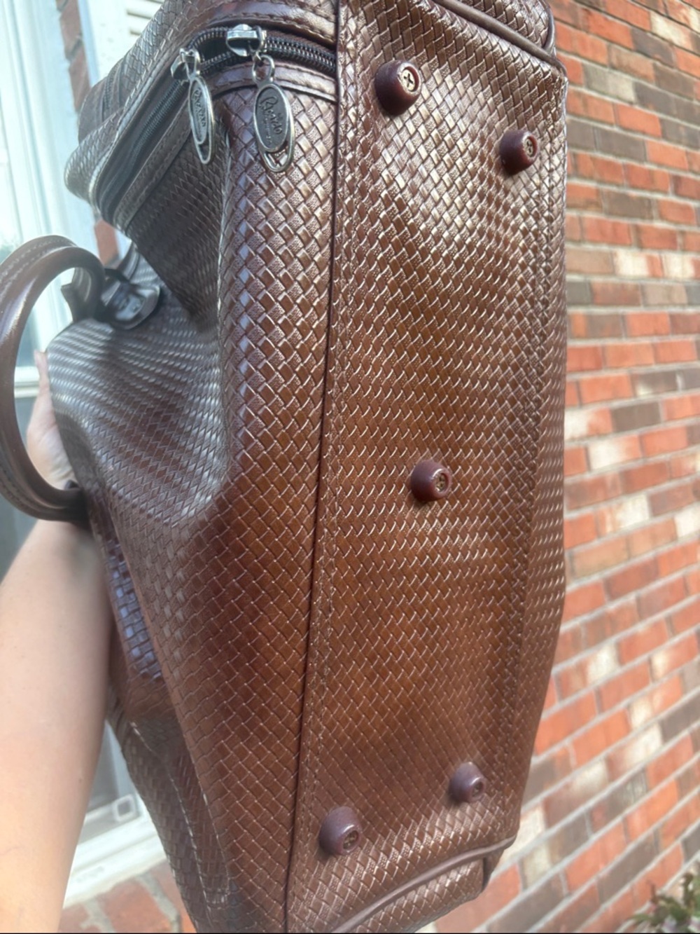 Ricardo Brown Woven Leather Weekender Bag vintage luggage. - Picture 8 of 8